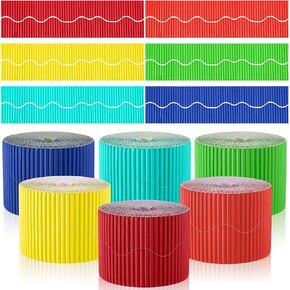 6 لفات من الورق المموج بطول 295 قدم، حافة ملفوفة مستقيمة على شكل صدفي، حدود لوحة إعلانات بوهو الحديثة للفصل الدراسي، لوحة السبورة لتزيين المنزل (أبيض) in Kuwait