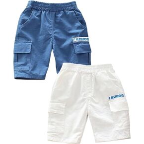 BINPAW Baby-Boys Toddler Cotton Cargo 2-Pack Pull-On Shorts