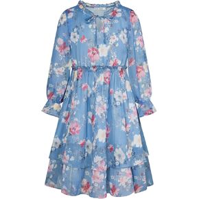GRACE KARIN Girls Fall Long Sleeve Dress Formal Party Holiday Smocked Waist Midi Dresses 5-12Years
