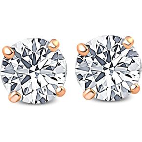 1-3 Ct T.W. Lab Grown Round-Cut Diamond Studs in 14k White, Yellow, or Rose Gold Women's Earrings by Pompeii3
