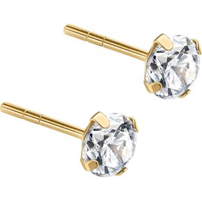 14K Yellow Gold Cubic Zirconia Single/Pair Stud Earrings, 4mm-6mm Cubic Zirconia, Soft Silicone Gold Back, Stud Earrings For Women, Minimalist Jewelry, Gift For Her, Jewelry For Women
