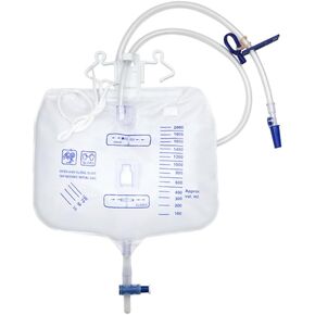 1pc Urinary Drainage Bag 2000ml, Urine Drainage Bag with Anti-Reflux Chamber, Urine Collection Bag Drain Bag, 48" Drainage Tube, Clips and Hanging Hook