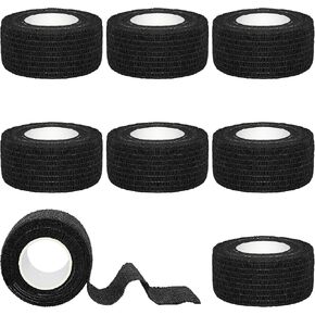 8 Rolls 1" Cohesive Bandage Self Adherent Bandage Wrap Breathable Vet Tape Elastic Adhesive Bandage for Sports, Wrist, Ankle, Tattoo Wraps(Black)