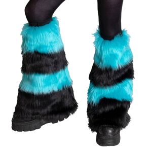 Women Faux Fur Furry Leg Warmers Girls Knee High Thick Socks Winter Boot Cuffs Cover Plush Ravewear Party Costumes