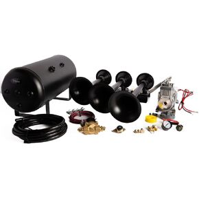 Viking Horns | Universal Fit | Insanely Loud (170dB) 3 Trumpet Train Horn Kit (Chrome Horns) | 200PSI Air Compressor | 5 Gallon Air Tank - [V103C-6-12/311-1]