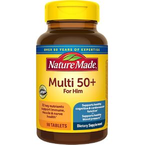 Nature Made Multivitamin For Him 50+, Mens Multivitamins for Daily Nutritional Support, Multivitamin for Men, 90 Tablets, 90 Day Supply