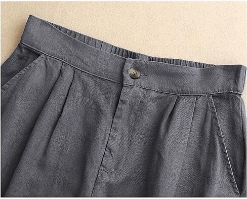 Womens Wide Leg Linen Shorts Summer Casual Loose Pleated Elastic High Waisted Bermuda Shorts in Saudi Arabia