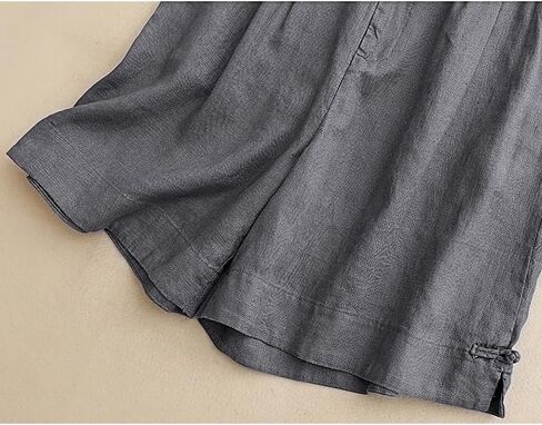 Womens Wide Leg Linen Shorts Summer Casual Loose Pleated Elastic High Waisted Bermuda Shorts in Saudi Arabia