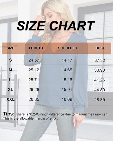 Womens V Neck Long Sleeve Shirts Casual Puff Sleeve Tops Fall Trendy Outfits Cute Sort Loose Tee 2024 Winter Blouses in Saudi Arabia