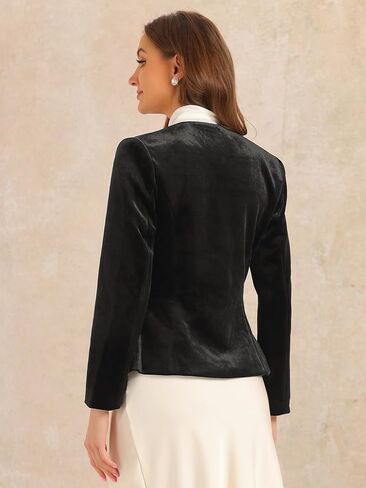Allegra K Velvet Blazers for Women Long Sleeves Shoulder Pads Pockets 3 Buttons Casual Velvet Blazer Jackets in Saudi Arabia