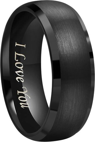 4mm 6mm 8mm Black Hammered/Polished Domed Tungsten Wedding Couple Bands Rings Men Women Engraved I Love You Size 5 To 17 in Saudi Arabia