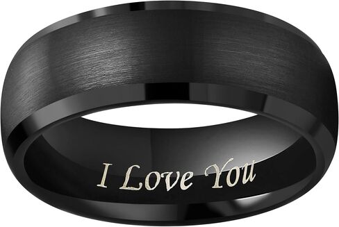 4mm 6mm 8mm Black Hammered/Polished Domed Tungsten Wedding Couple Bands Rings Men Women Engraved I Love You Size 5 To 17 in Saudi Arabia