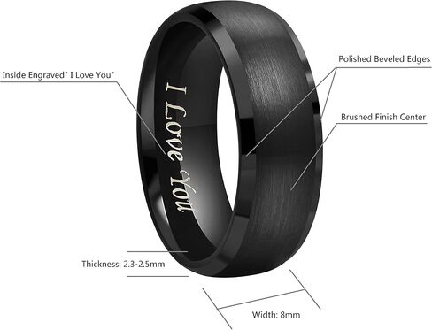 4mm 6mm 8mm Black Hammered/Polished Domed Tungsten Wedding Couple Bands Rings Men Women Engraved I Love You Size 5 To 17 in Saudi Arabia