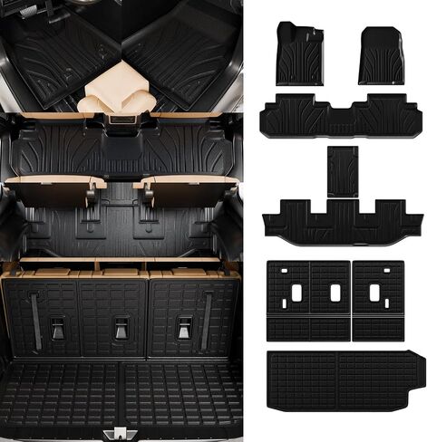 بطانة البضائع متوافقة مع 2019-2024 Subaru Ascent 7&8 Seater Trunk Mat Cargo Mat جميع الأحوال الجوية غطاء المقعد الخلفي حامي 2023 Ascent Accessories (حصيرة صندوق السيارة + سجادات مسند الظهر للصف الثالث) in Kuwait