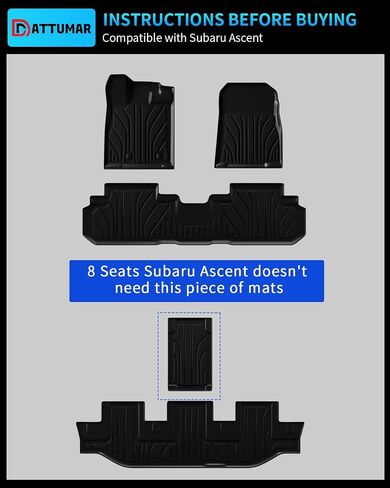 بطانة البضائع متوافقة مع 2019-2024 Subaru Ascent 7&8 Seater Trunk Mat Cargo Mat جميع الأحوال الجوية غطاء المقعد الخلفي حامي 2023 Ascent Accessories (حصيرة صندوق السيارة + سجادات مسند الظهر للصف الثالث) in Kuwait