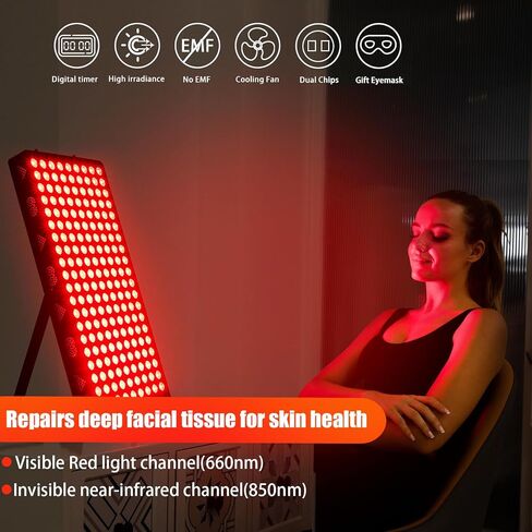 Red Light Therapy Device, Red 660nm & Near Infrared 850nm Infrared Light Therapy for Body, Light Therapy Panels with Adjustable Stand, 60pcs Dual Chips LEDs for Recovery and Skin Health. in Kuwait