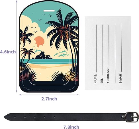 Luggage Tags for Suitcase Vintage Stamp 2 Pack Leather Idea Luggage Tags with Name Card Privacy Cover,Idea Travel Bag Labels for Women and Men in Saudi Arabia