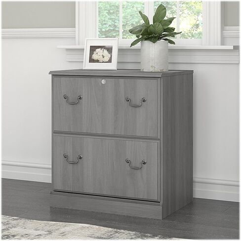 Bush Furniture Saratoga 2 Drawer Lateral File Cabinet in Harvest Cherry, Document Storage Chest for Home Office, Linen White Oak in Saudi Arabia