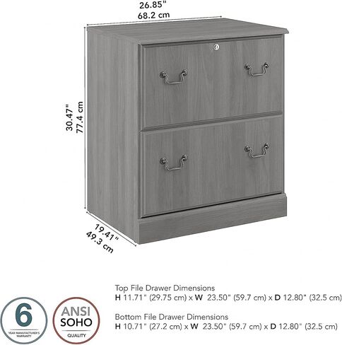 Bush Furniture Saratoga 2 Drawer Lateral File Cabinet in Harvest Cherry, Document Storage Chest for Home Office, Linen White Oak in Saudi Arabia