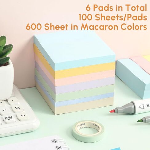M&G 4 Pack 400 Sheet Sticky Notes, 3x3 inch Post its Neutral Colors Colors Self-Stick Note Pads Sticky Notes for Home School Offices 4 Pads 100 Sheets/Pad in Kuwait