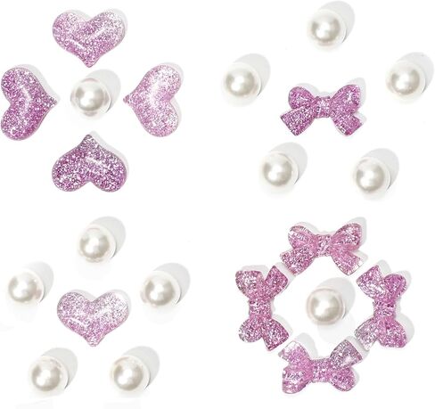 Pink Bow Shoe Charms for Girls Clog Sandals, Cute Heart Bow Design Shoe Decoration Charms, Pearl Accessories for Girls, Ideal Gift for Birthday, Party Favor in Saudi Arabia