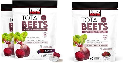 Force Factor Total Beets Chews with Beetroot & Grapeseed Extract Plus Vitafusion B12 Gummies, 90 Count Cherry Flavor in Kuwait