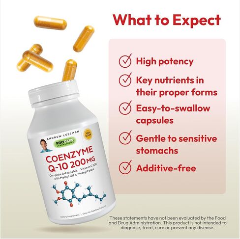 ANDREW LESSMAN Coenzyme Q-10 100 mg 30 Capsules – Essential for Energy Production and Optimum Key Organ Function, Anti-Oxidant Support, Depleted by Aging, Plus B-Complex. Easy to Swallow Capsules in Kuwait