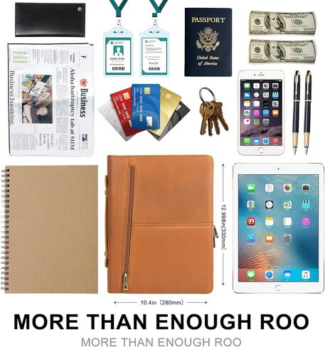 حافظة جلدية من AZXCG، حافظة مع حامل مفكرة بحجم A4، حافظة حافظة للمستندات، حافظة منظم للأعمال لجهاز iPad Pro 12.9(2018&2020&2021)، بني داكن in Kuwait