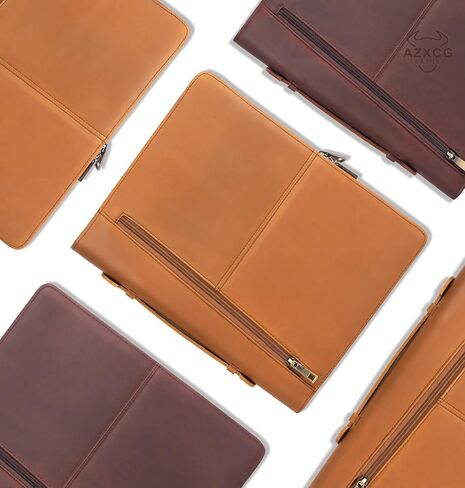 حافظة جلدية من AZXCG، حافظة مع حامل مفكرة بحجم A4، حافظة حافظة للمستندات، حافظة منظم للأعمال لجهاز iPad Pro 12.9(2018&2020&2021)، بني داكن in Kuwait