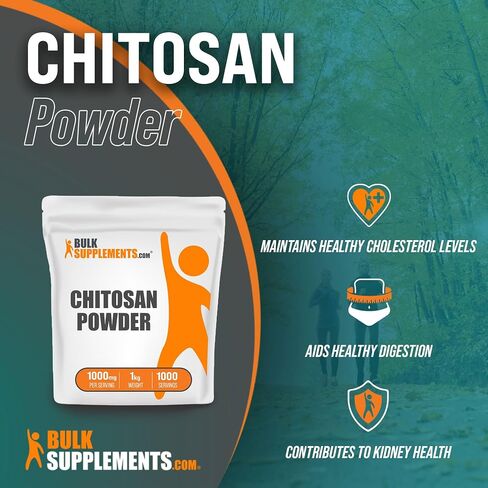 BulkSupplements.com Chitosan Powder - Fiber Supplement - Chitosan 1000mg - Chitosan Supplements for Kidney - from Shellfish - 1000mg per Serving, 5000 Servings (5 Kilograms - 11 lbs) in Saudi Arabia