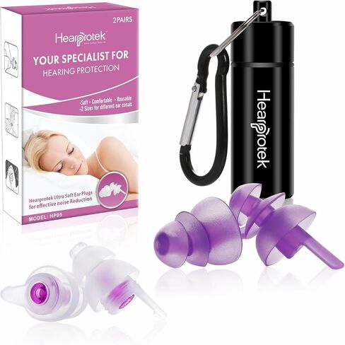 Hearprotek Sleeping Ear Plugs,2 Pairs Ear Plugs (32db & 30db) Ultra Soft Noise Reduction and Hearing Protection earplugs for Side Sleepers, snoring, Travel, Working, Study, Safety in Kuwait