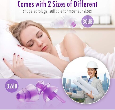 Hearprotek Sleeping Ear Plugs,2 Pairs Ear Plugs (32db & 30db) Ultra Soft Noise Reduction and Hearing Protection earplugs for Side Sleepers, snoring, Travel, Working, Study, Safety in Kuwait
