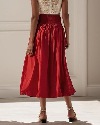 Y2K Bubble Maxi Skirts for Women A Line Long Pleated Casual Summer Skirts 2024 Elastic Waist Balloon Midi Skirt in Saudi Arabia