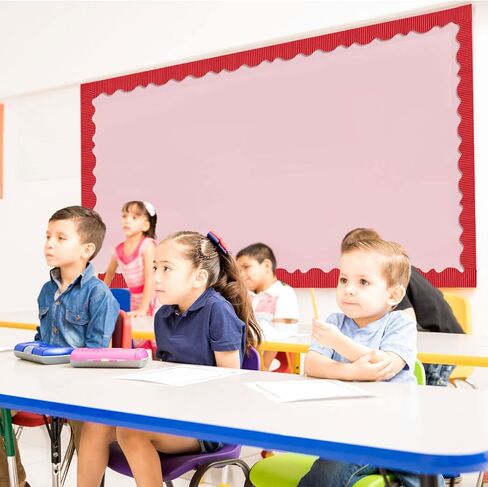 6 لفات من الورق المموج بطول 295 قدم، حافة ملفوفة مستقيمة على شكل صدفي، حدود لوحة إعلانات بوهو الحديثة للفصل الدراسي، لوحة السبورة لتزيين المنزل (أبيض) in Kuwait