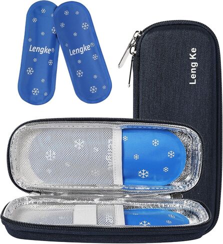 BOMKEE Insulin Cooler Travel Case, Diabetic Insulin Pen Carrying Case Portable Insulin Cooling Bag Organizer for Diabetic Supplies with 2 Ice Pack in Kuwait