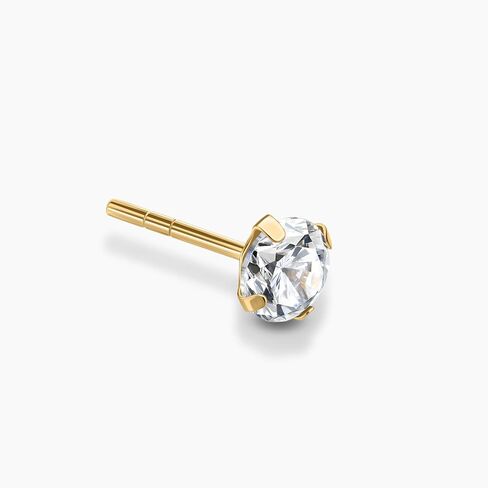 14K Yellow Gold Cubic Zirconia Single/Pair Stud Earrings, 4mm-6mm Cubic Zirconia, Soft Silicone Gold Back, Stud Earrings For Women, Minimalist Jewelry, Gift For Her, Jewelry For Women in Saudi Arabia