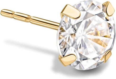 14K Yellow Gold Cubic Zirconia Single/Pair Stud Earrings, 4mm-6mm Cubic Zirconia, Soft Silicone Gold Back, Stud Earrings For Women, Minimalist Jewelry, Gift For Her, Jewelry For Women in Saudi Arabia