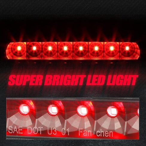 Auto Dynasty - بدون سبويلر خلفي عالي التركيب، مصباح فرامل LED ثالث متوافق مع Toyota 4Runner 03-09، غطاء من الكروم، عدسة حمراء in Saudi Arabia