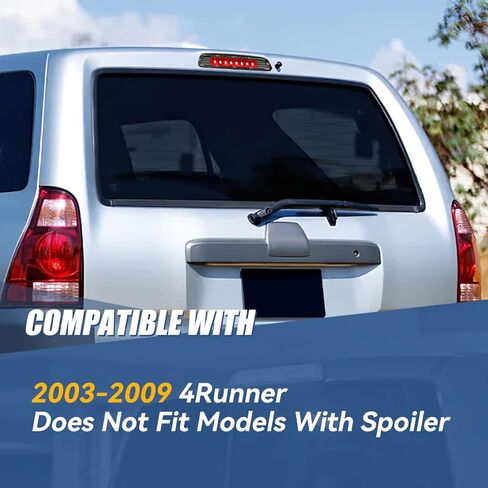 Auto Dynasty - بدون سبويلر خلفي عالي التركيب، مصباح فرامل LED ثالث متوافق مع Toyota 4Runner 03-09، غطاء من الكروم، عدسة حمراء in Saudi Arabia