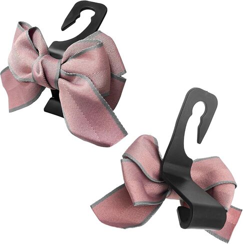 2 PCS Car Seat Headrest Hook, Cute Bow Knot Auto Seatback Hanger Storage Organizer, Vehicle Back Seat Hanging Hooks for Purse Coat Umbrella, Interior Decor Car Accessories (Black) in Saudi Arabia