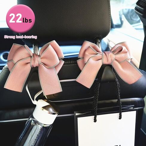 2 PCS Car Seat Headrest Hook, Cute Bow Knot Auto Seatback Hanger Storage Organizer, Vehicle Back Seat Hanging Hooks for Purse Coat Umbrella, Interior Decor Car Accessories (Black) in Saudi Arabia