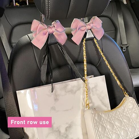 2 PCS Car Seat Headrest Hook, Cute Bow Knot Auto Seatback Hanger Storage Organizer, Vehicle Back Seat Hanging Hooks for Purse Coat Umbrella, Interior Decor Car Accessories (Black) in Saudi Arabia