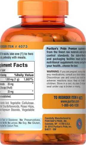 Puritan's Pride Vitamin C 1000mg with Rose Hips for Immune Supports by Puritan's Pride to Support a Healthy Immune System 250 Caplets in Saudi Arabia