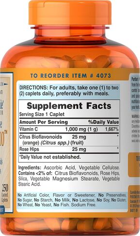 Puritan's Pride Vitamin C 1000mg with Rose Hips for Immune Supports by Puritan's Pride to Support a Healthy Immune System 250 Caplets in Saudi Arabia