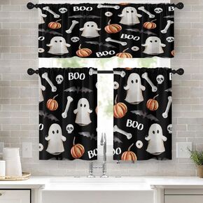 ستائر مطبخ الخريف البرتقالية للمزرعة ستائر نافذة منقوشة مجموعة 36 بوصة، ستارة قصيرة لجيب عباد الشمس على شكل قرع الشمس للغرفة، ديكور مطبخ مقهى صغير للخريف in Kuwait