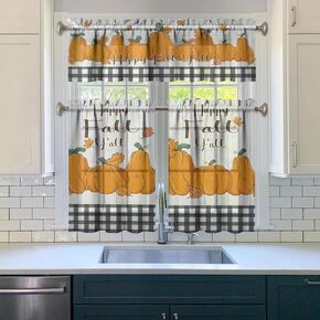 ستائر مطبخ الخريف منقوشة على شكل قرع الجاموس، ستائر نافذة عباد الشمس، ستارة حصاد الخريف لعيد الشكر في المزرعة لديكور المطبخ، ستارة قصيرة 54 بوصة × 18 بوصة، طبقة 27 بوصة × 36 بوصة، مجموعة من 3 لوحات in Kuwait