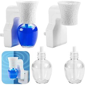 4 Pack WallFlower Fragrance Oil Plug in Diffuser- Wall Fragrance Diffuser Plug- Rotary Plug Design Wallflowers Diffuser with 4 Empty Bottles for Home Office Spreading Scent