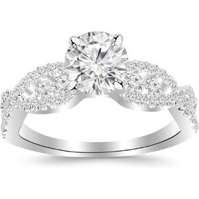 1.26 Carat Designer Twisting Eternity Channel Set Four Prong Diamond Engagement Ring with a 0.63 Carat J-K SI2-I1 Center