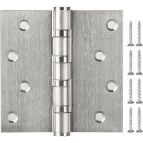 304 Stainless Steel 4" Door Hinges, Heavy Duty Ball Bearing Door Hinges with Square Corners for Exterior Interior Gate Swing Security Doors - Set of 2 Hinges (Matte Black)