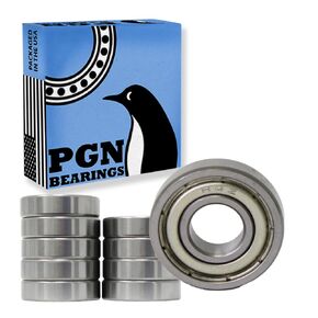 PGN (10 Pack) R4-ZZ Bearing - Lubricated Chrome Steel Sealed Ball Bearing - 1/4"x5/8"x0.196" Bearings with Metal Shield & High RPM Support